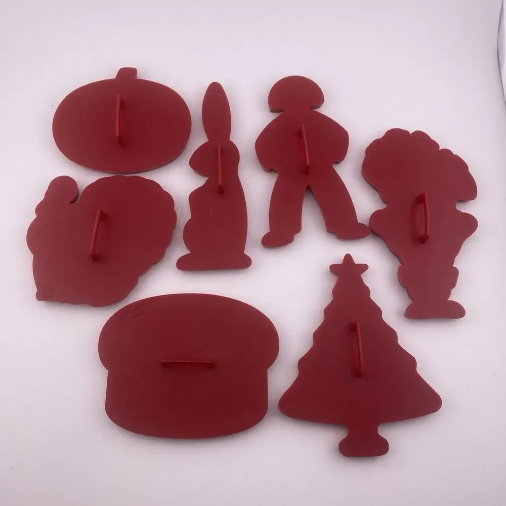 Vintage Tupperware Set of 7 Red Holiday Cookie Cutters